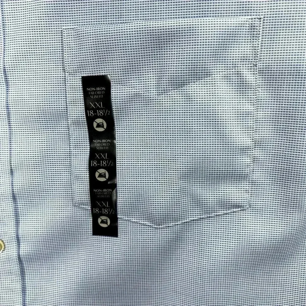 Banana Republic Men's XXL Basic Blue SlimFit Untucked NonIron Grid Pattern Shirt